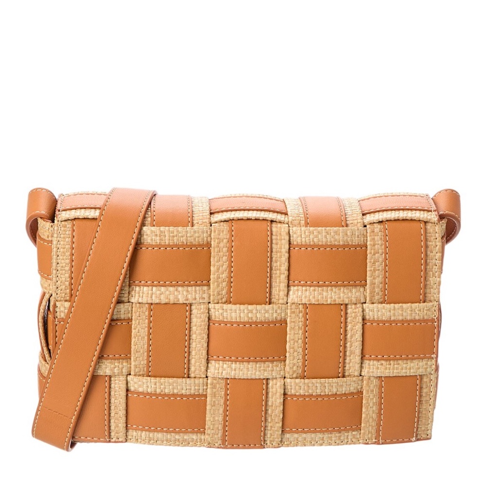 Jmaclaughing Una Hand Bag | Brown Solid | Tan Woven Leather Crossbody Bag
